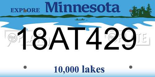 18AT429 Minnesota License Plate