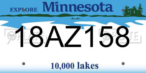 18AZ158 Minnesota License Plate