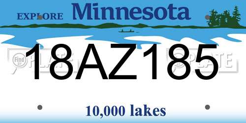 18AZ185 Minnesota License Plate