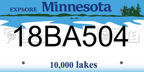 18BA504 Minnesota License Plate