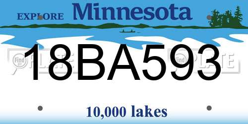 18BA593 Minnesota License Plate