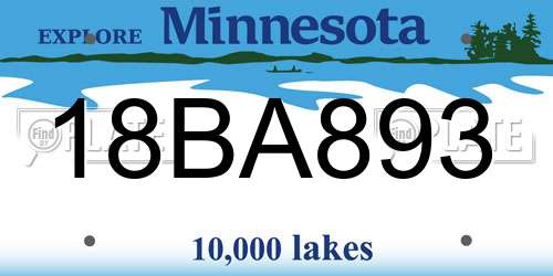 18BA893 Minnesota License Plate