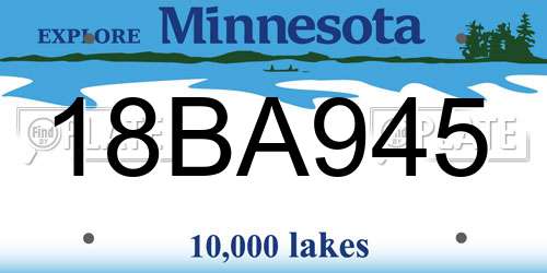 18BA945 Minnesota License Plate