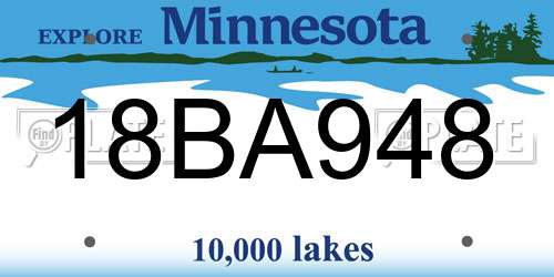 18BA948 Minnesota License Plate