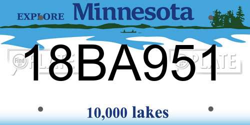 18BA951 Minnesota License Plate