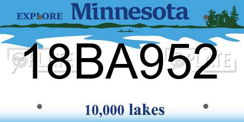 18BA952 Minnesota License Plate