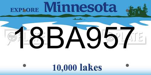 18BA957 Minnesota License Plate