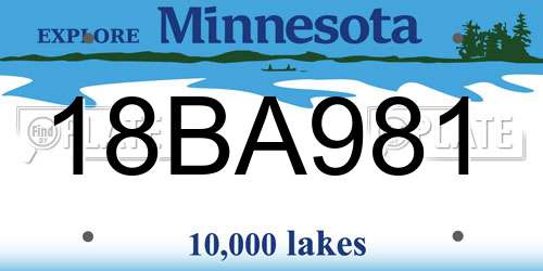 18BA981 Minnesota License Plate