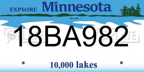 18BA982 Minnesota License Plate