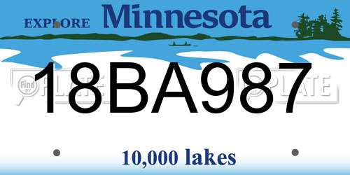 18BA987 Minnesota License Plate