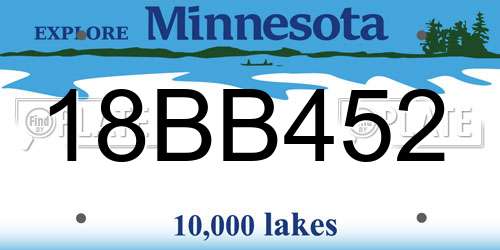 18BB452 Minnesota License Plate