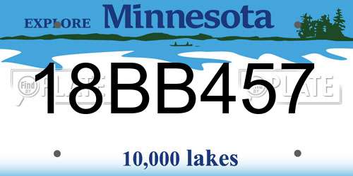 18BB457 Minnesota License Plate