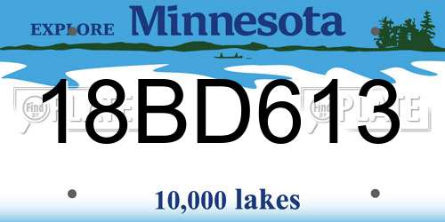 18BD613 Minnesota License Plate