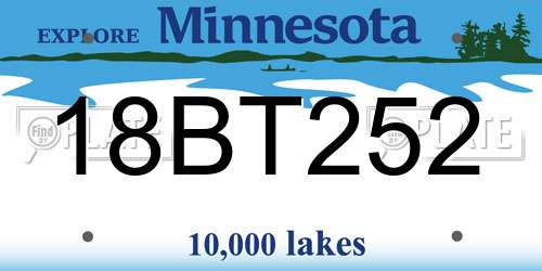 18BT252 Minnesota License Plate