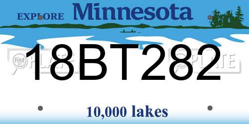 18BT282 Minnesota License Plate