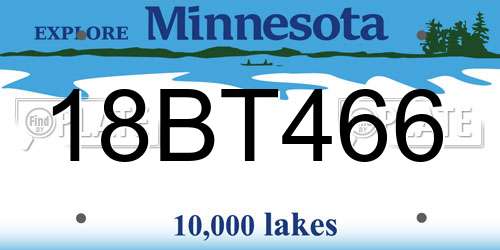 18BT466 Minnesota License Plate