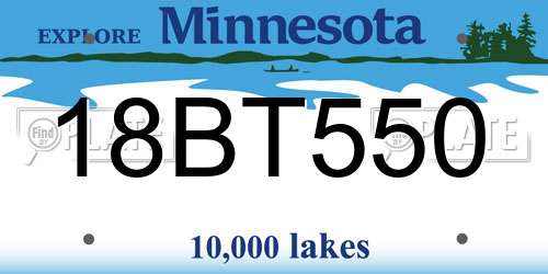 18BT550 Minnesota License Plate