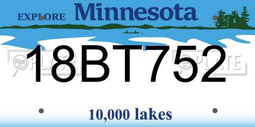 18BT752 Minnesota License Plate