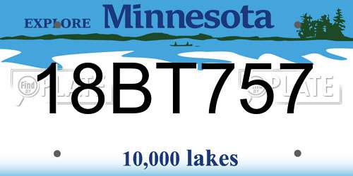 18BT757 Minnesota License Plate