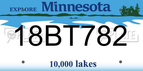 18BT782 Minnesota License Plate