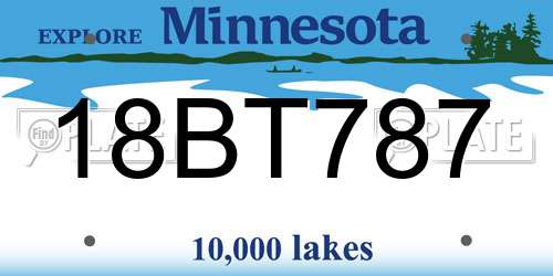 18BT787 Minnesota License Plate