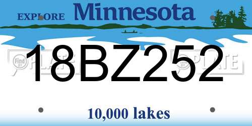 18BZ252 Minnesota License Plate