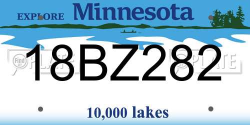 18BZ282 Minnesota License Plate