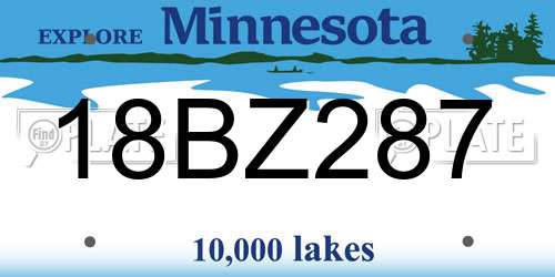 18BZ287 Minnesota License Plate