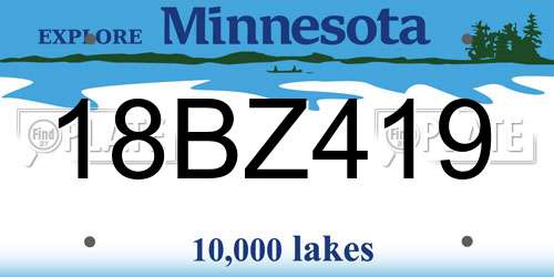 18BZ419 Minnesota License Plate