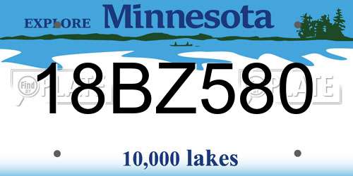 18BZ580 Minnesota License Plate