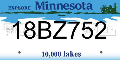 18BZ752 Minnesota License Plate