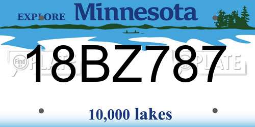 18BZ787 Minnesota License Plate