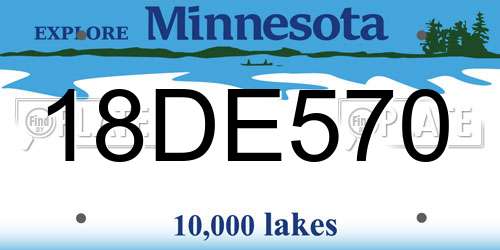 18DE570 Minnesota License Plate