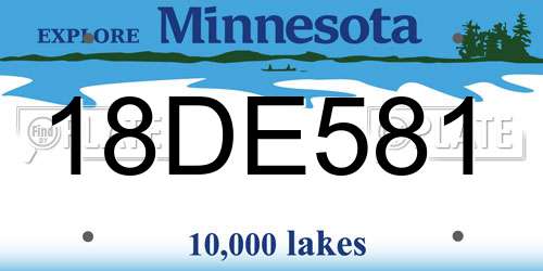 18DE581 Minnesota License Plate