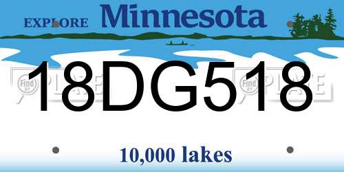 18DG518 Minnesota License Plate