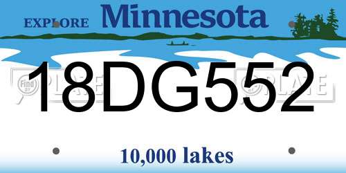 18DG552 Minnesota License Plate