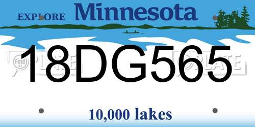18DG565 Minnesota License Plate