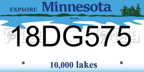 18DG575 Minnesota License Plate