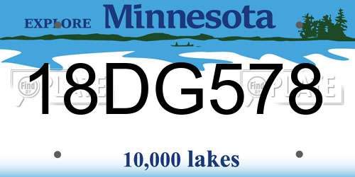 18DG578 Minnesota License Plate