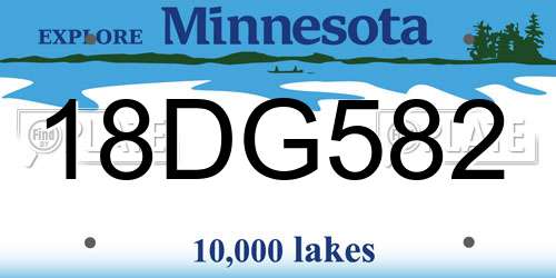 18DG582 Minnesota License Plate