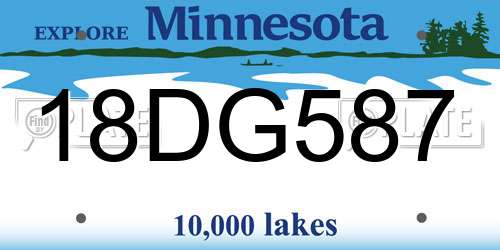 18DG587 Minnesota License Plate