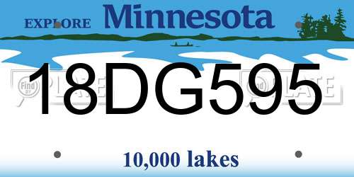 18DG595 Minnesota License Plate