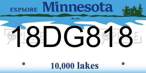 18DG818 Minnesota License Plate