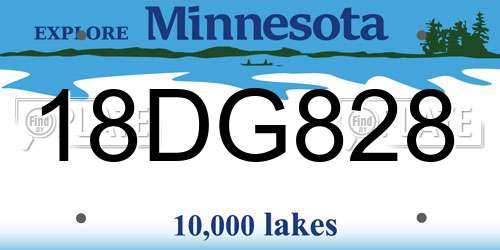 18DG828 Minnesota License Plate