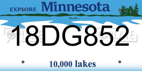 18DG852 Minnesota License Plate