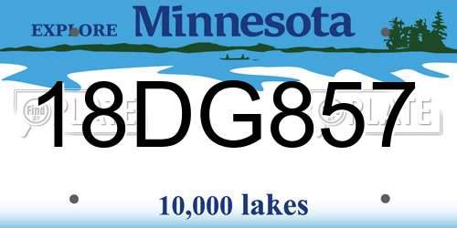 18DG857 Minnesota License Plate