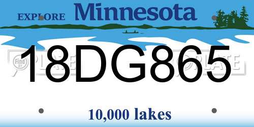 18DG865 Minnesota License Plate