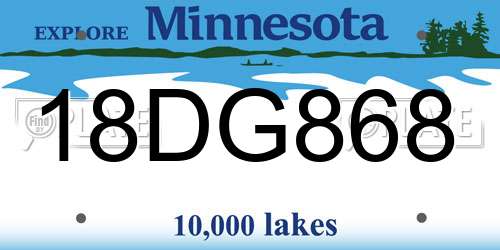 18DG868 Minnesota License Plate
