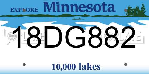 18DG882 Minnesota License Plate