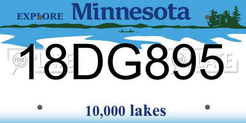 18DG895 Minnesota License Plate